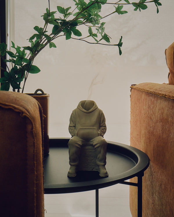 Hoodie Man Incense Holder - Concrete