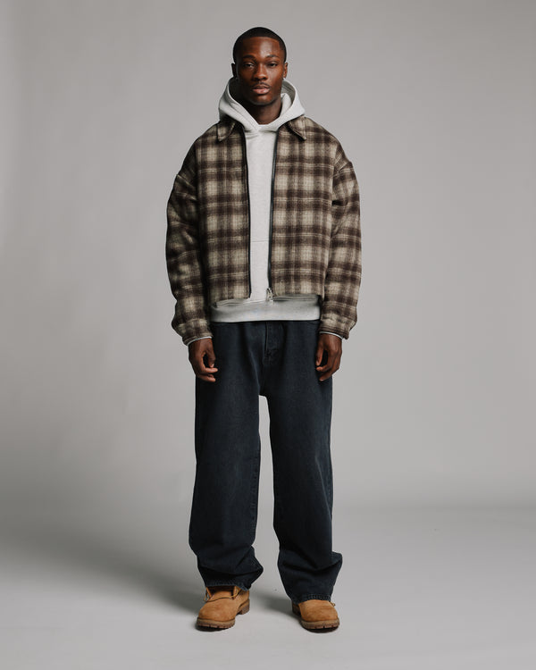 Flannel Zip Overshirt - Brown