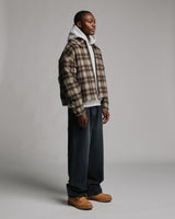 Flannel Zip Overshirt - Brown