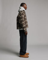 Flannel Zip Overshirt - Brown