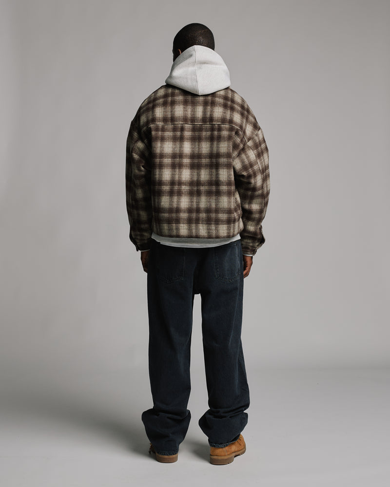 Flannel Zip Overshirt - Brown