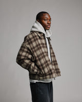 Flannel Zip Overshirt - Brown