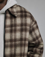 Flannel Zip Overshirt - Brown