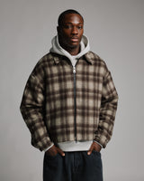 Flannel Zip Overshirt - Brown