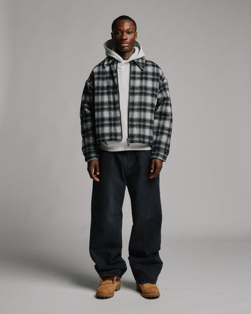 Flannel Zip Overshirt - Black