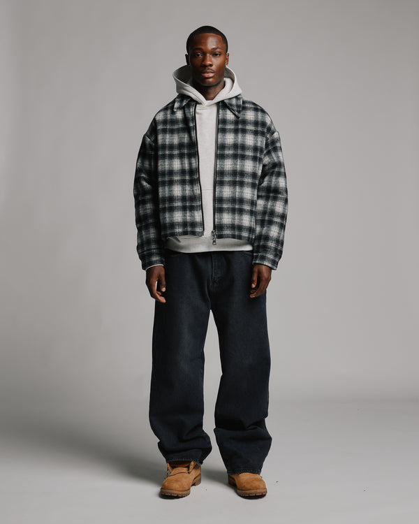 Flannel Zip Overshirt - Black
