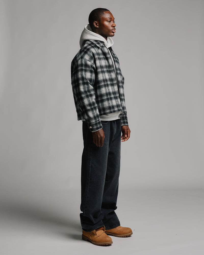 Flannel Zip Overshirt - Black