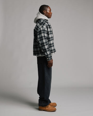 Flannel Zip Overshirt - Black