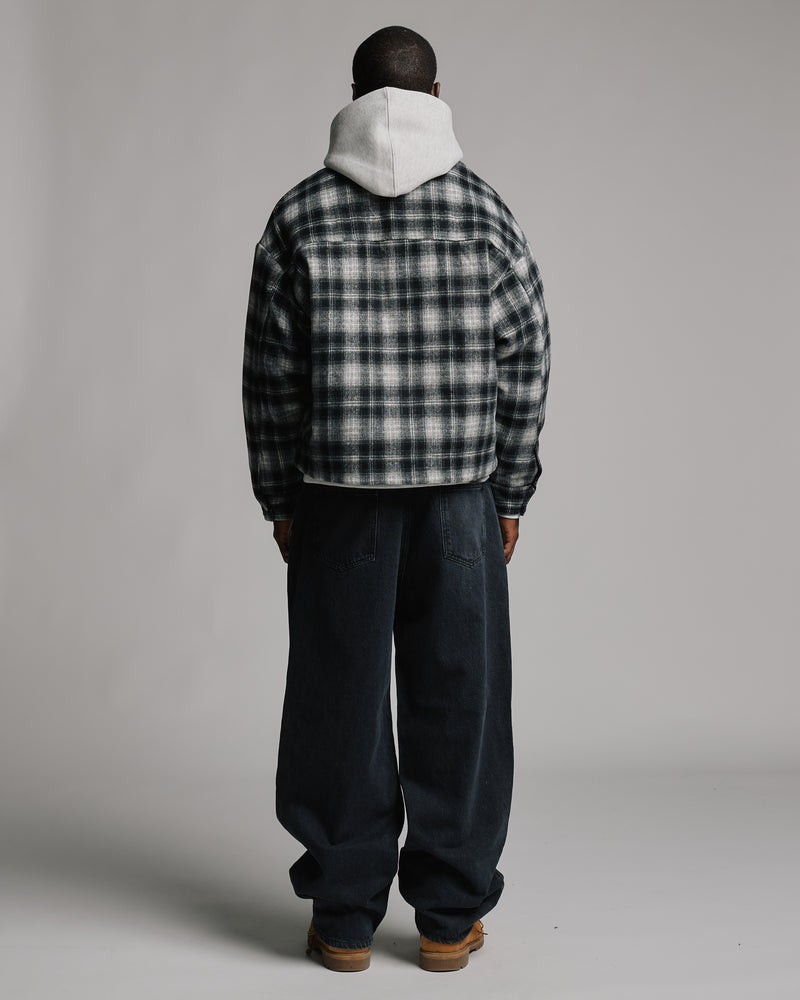 Flannel Zip Overshirt - Black
