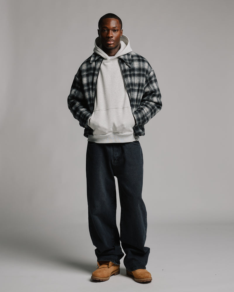 Flannel Zip Overshirt - Black
