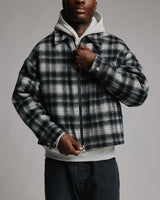 Flannel Zip Overshirt - Black