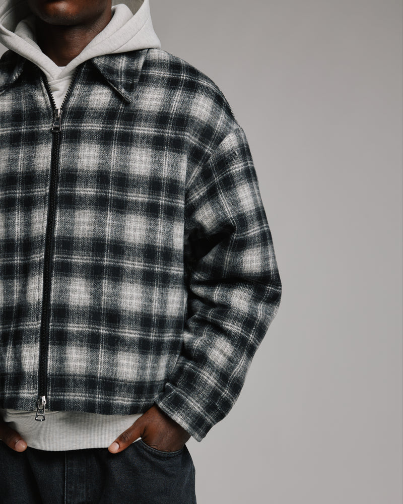 Flannel Zip Overshirt - Black