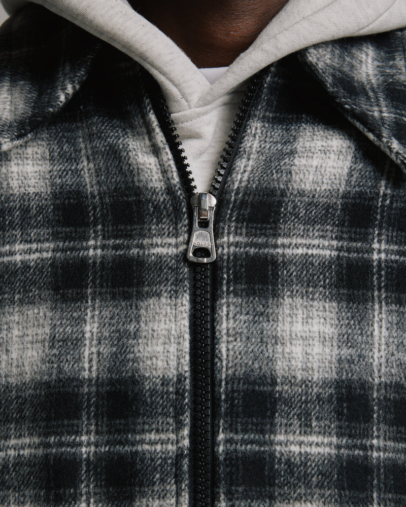 Flannel Zip Overshirt - Black
