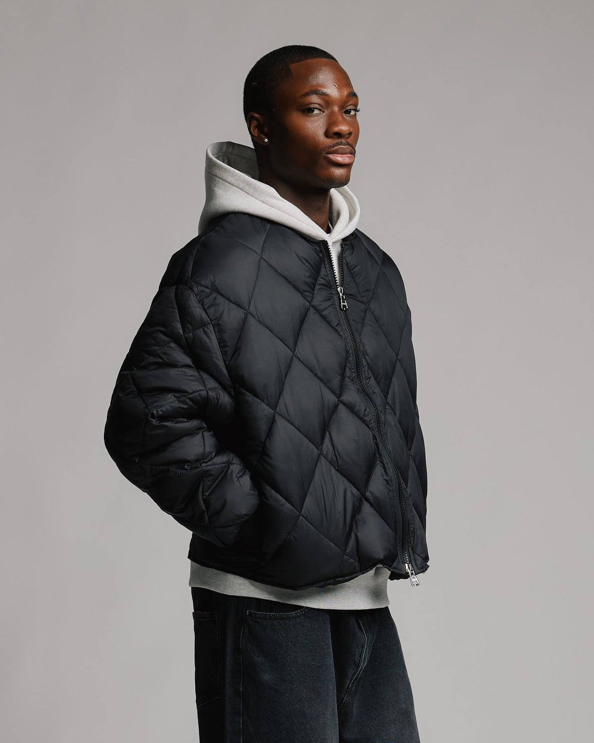 Quilted Puffer Jacket - Black