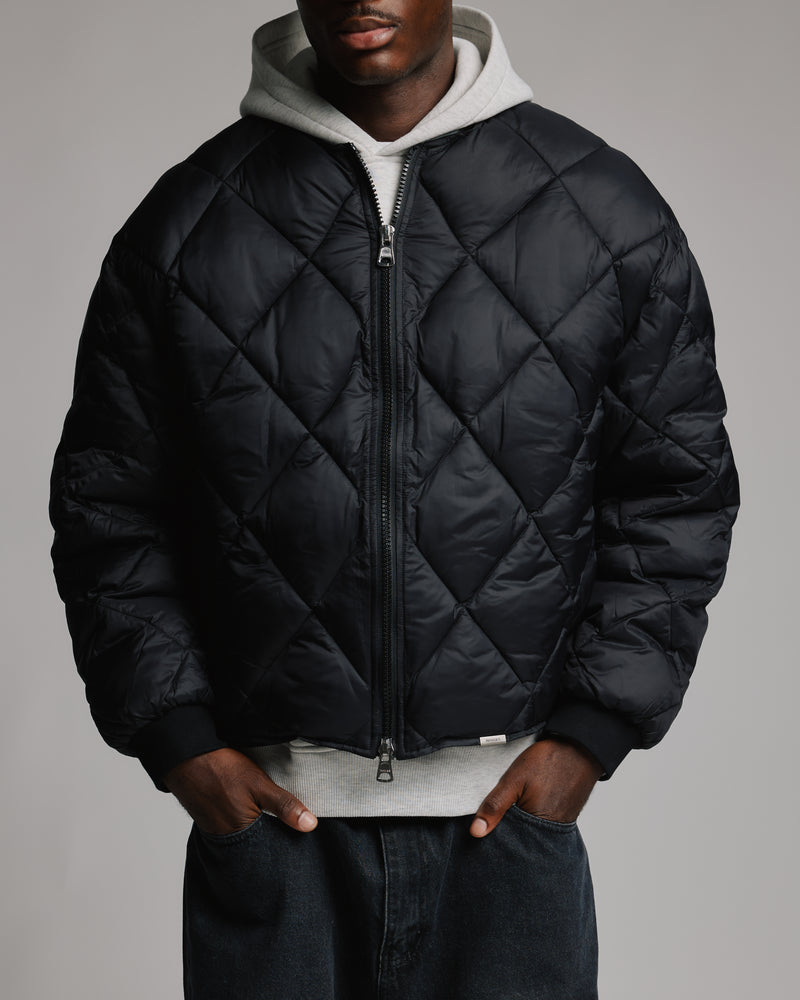Quilted Puffer Jacket - Black