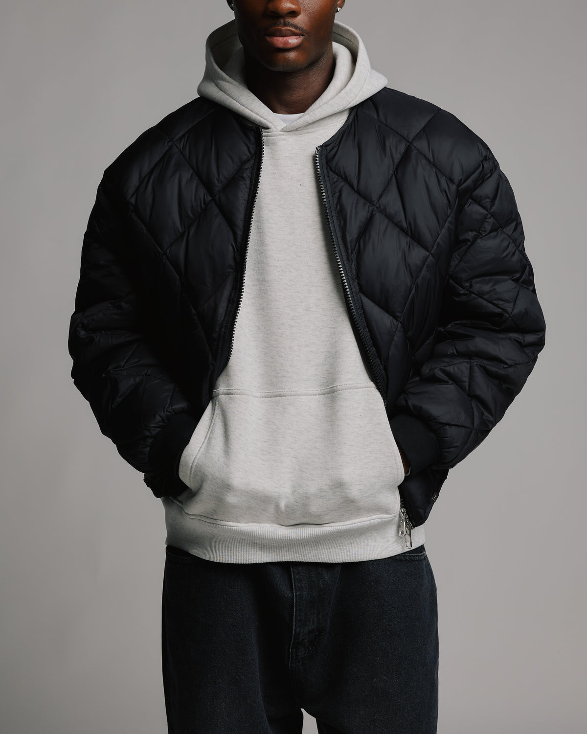 Quilted Puffer Jacket - Black