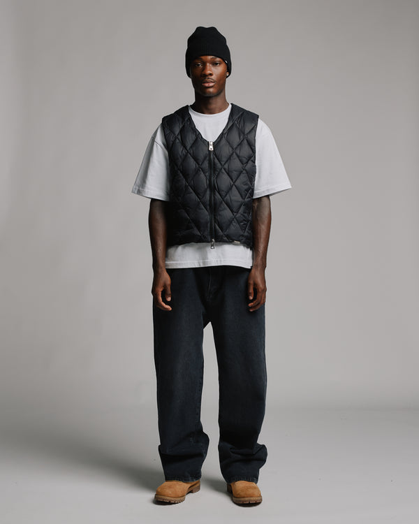 Quilted Puffer Vest - Black