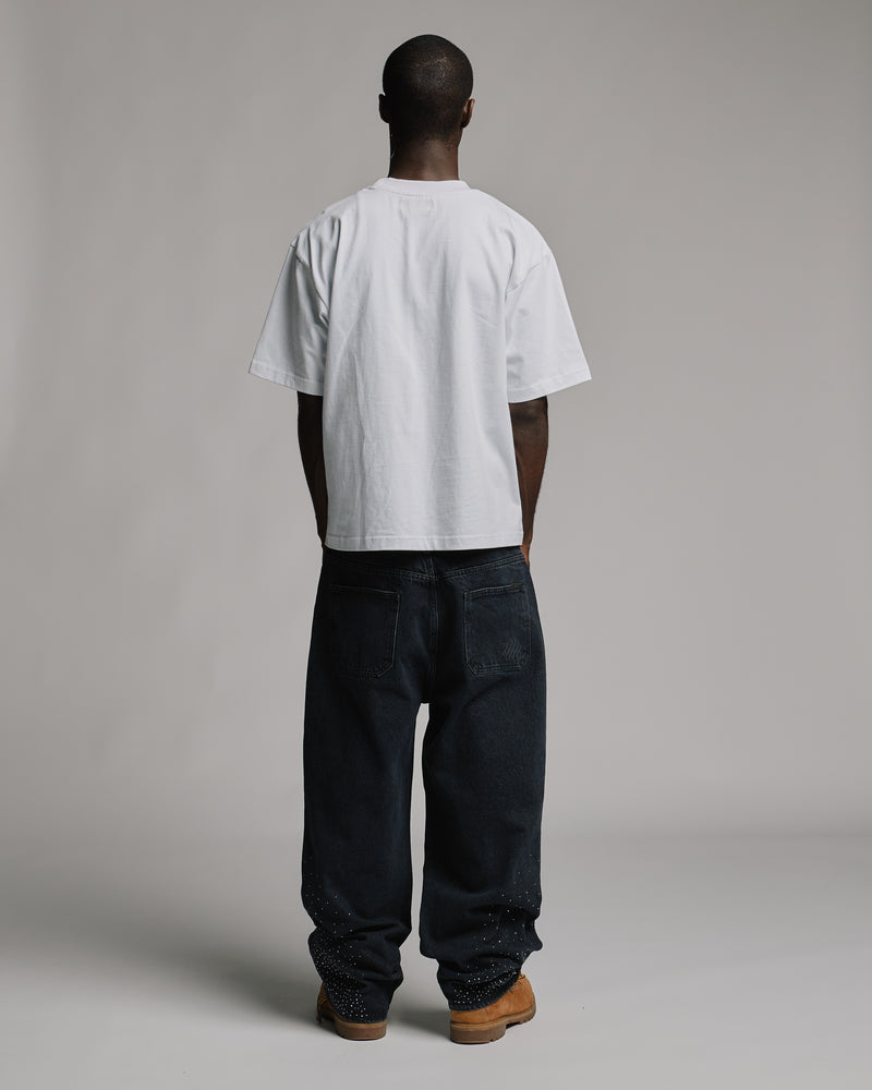 Rhinestone Baggy Denim - Washed Black