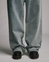 Rhinestone Baggy Denim - Washed Blue