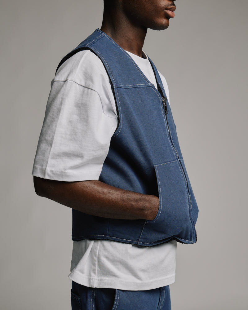 Reversible Workwear Vest - Washed Blue