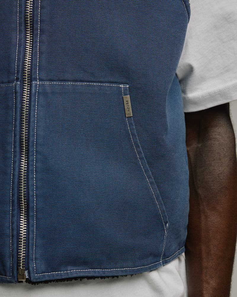 Reversible Workwear Vest - Washed Blue