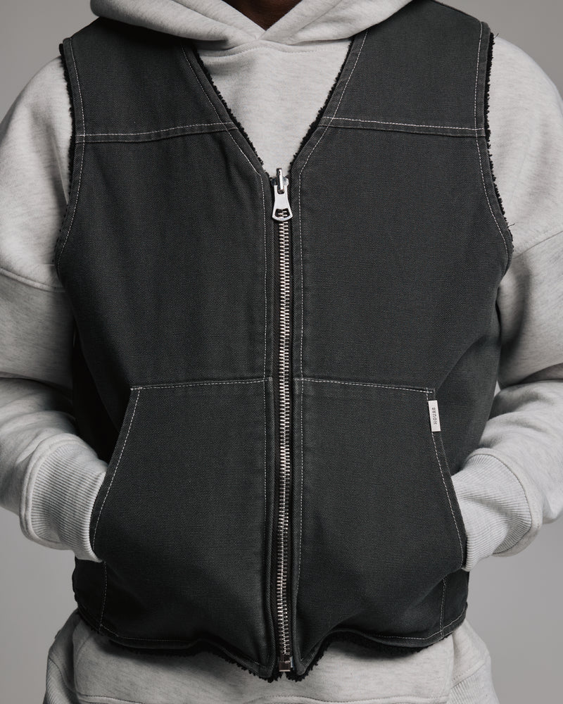 Reversible Workwear Vest - Washed Grey