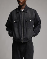 Denim Zip Jacket - Washed Black