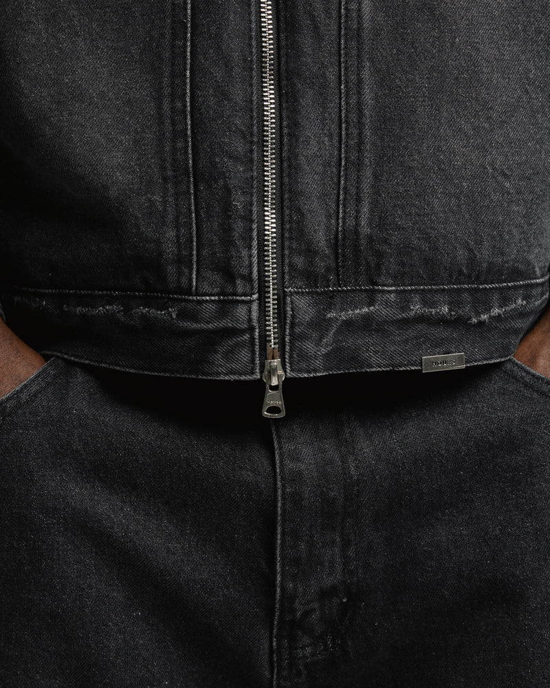 Denim Zip Jacket - Washed Black