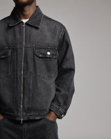 Denim Zip Jacket - Washed Black