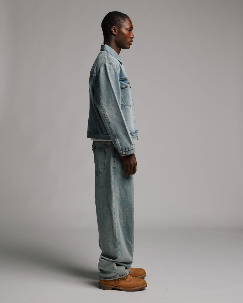 Denim Zip Jacket - Washed Blue