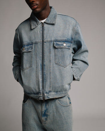 Denim Zip Jacket - Washed Blue