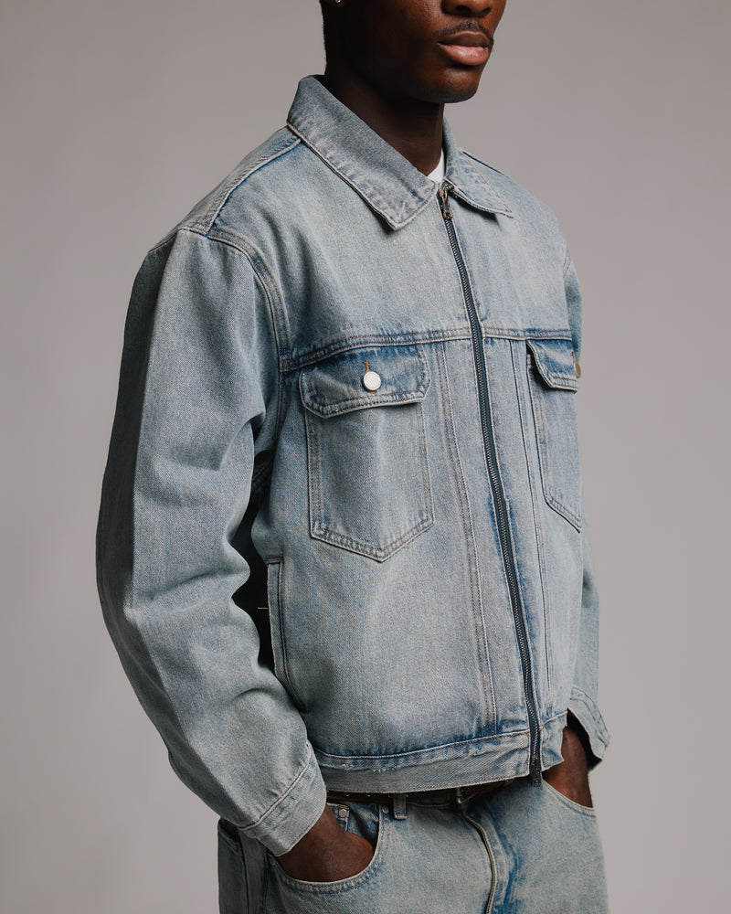 Denim Zip Jacket - Washed Blue