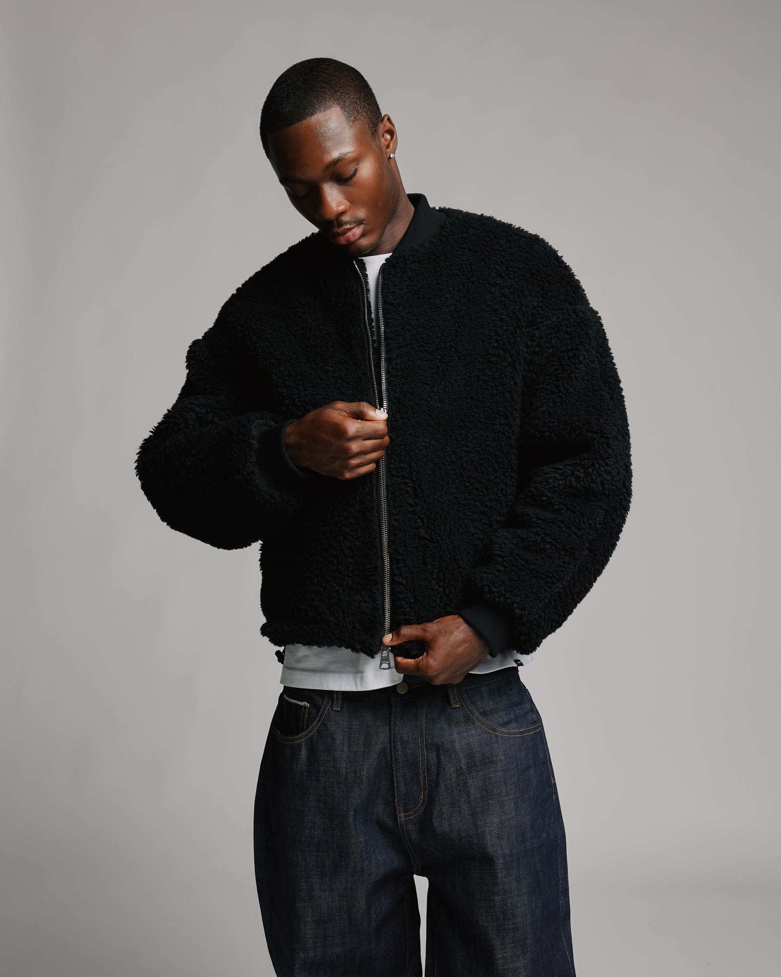 SOPH.ジャンバー　ブラック　XL Horses Zip-Up Sherpa Jacket