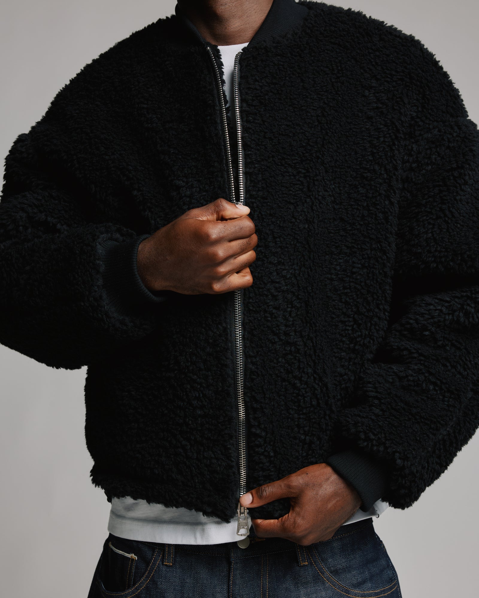 SOPH.ジャンバー　ブラック　XL Horses Zip-Up Sherpa Jacket