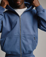 Drop Shoulder Zip Hoodie - Dusk