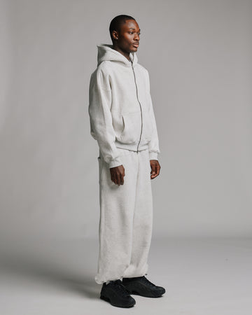 Drop Shoulder Zip Hoodie - Ash