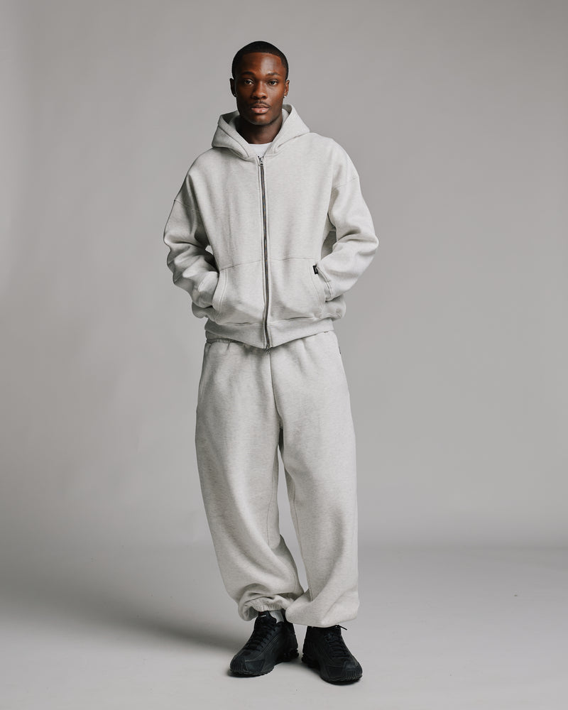 Drop Shoulder Zip Hoodie - Ash