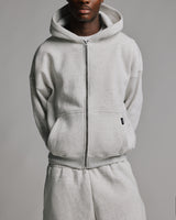 Drop Shoulder Zip Hoodie - Ash