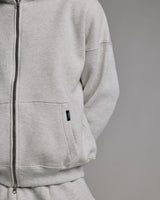 Drop Shoulder Zip Hoodie - Ash