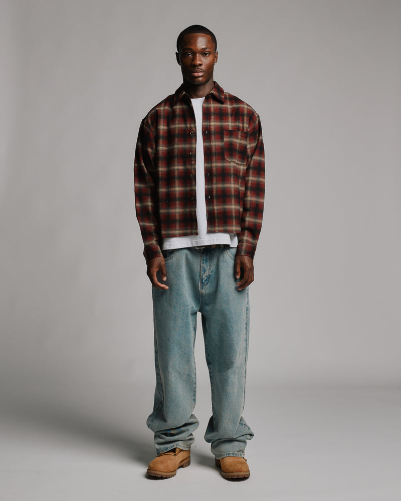 Cropped Flannel - Red