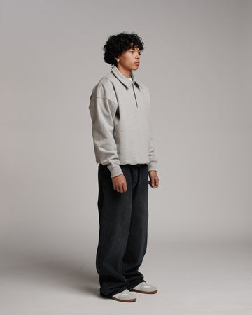 Drop Shoulder 1/4 Zip - Grey