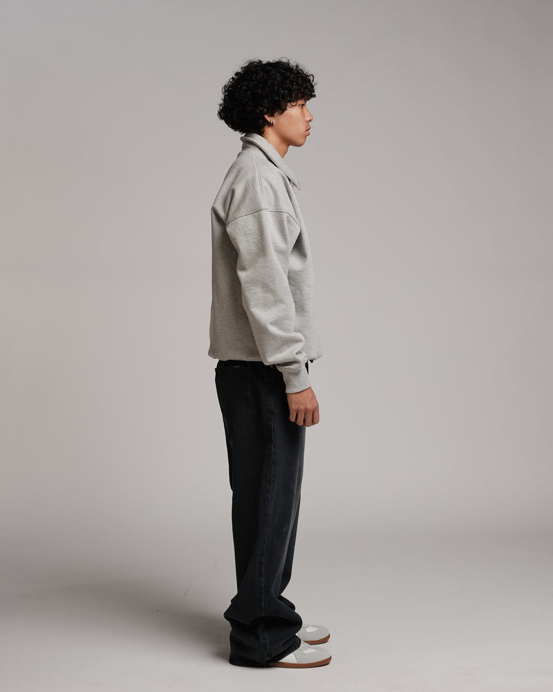 Drop Shoulder 1/4 Zip - Grey