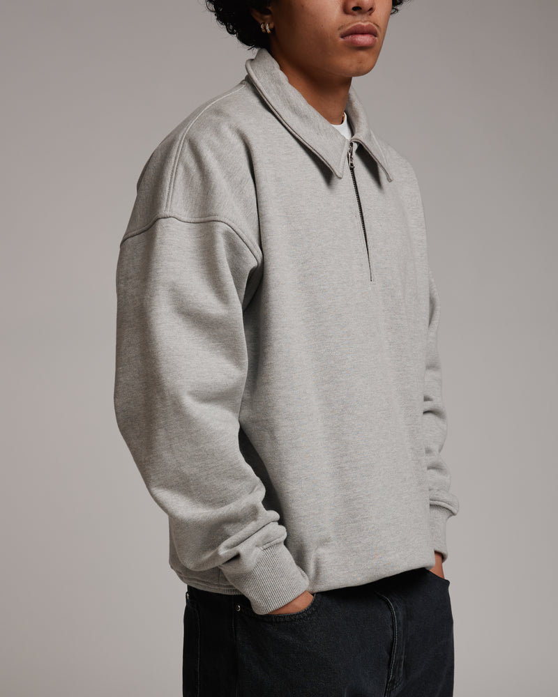 Drop Shoulder 1/4 Zip - Grey