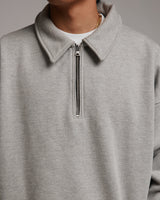 Drop Shoulder 1/4 Zip - Grey