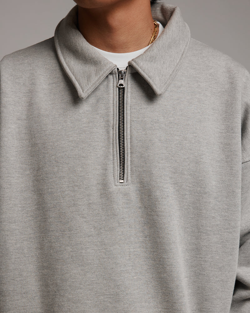 Drop Shoulder 1/4 Zip - Grey