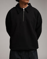Drop Shoulder 1/4 Zip - Black
