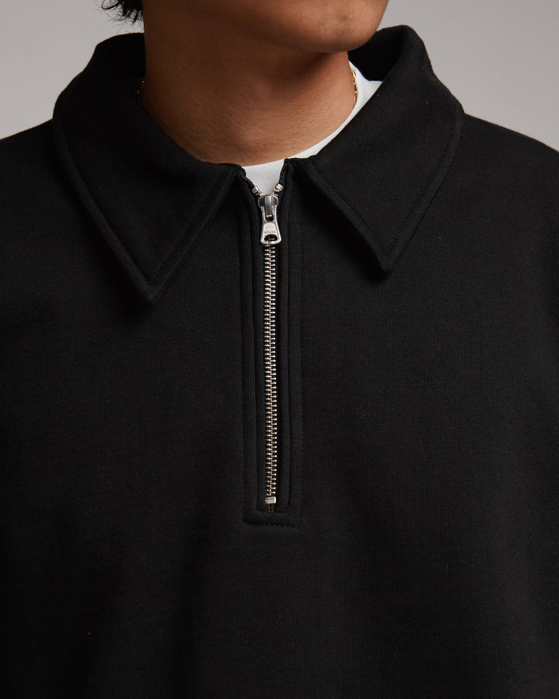 Drop Shoulder 1/4 Zip - Black