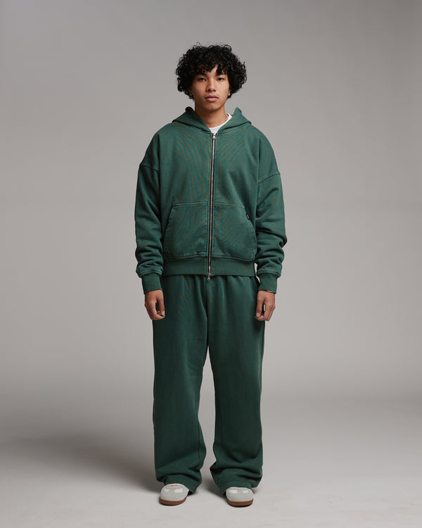 Thermal Lined Zip Hoodie - Vintage Green