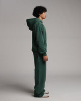 Drop Shoulder Zip Hoodie - Vintage Green