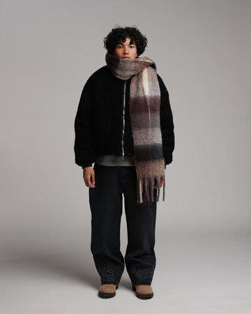 Oversized Scarf - Burgundy/Grey